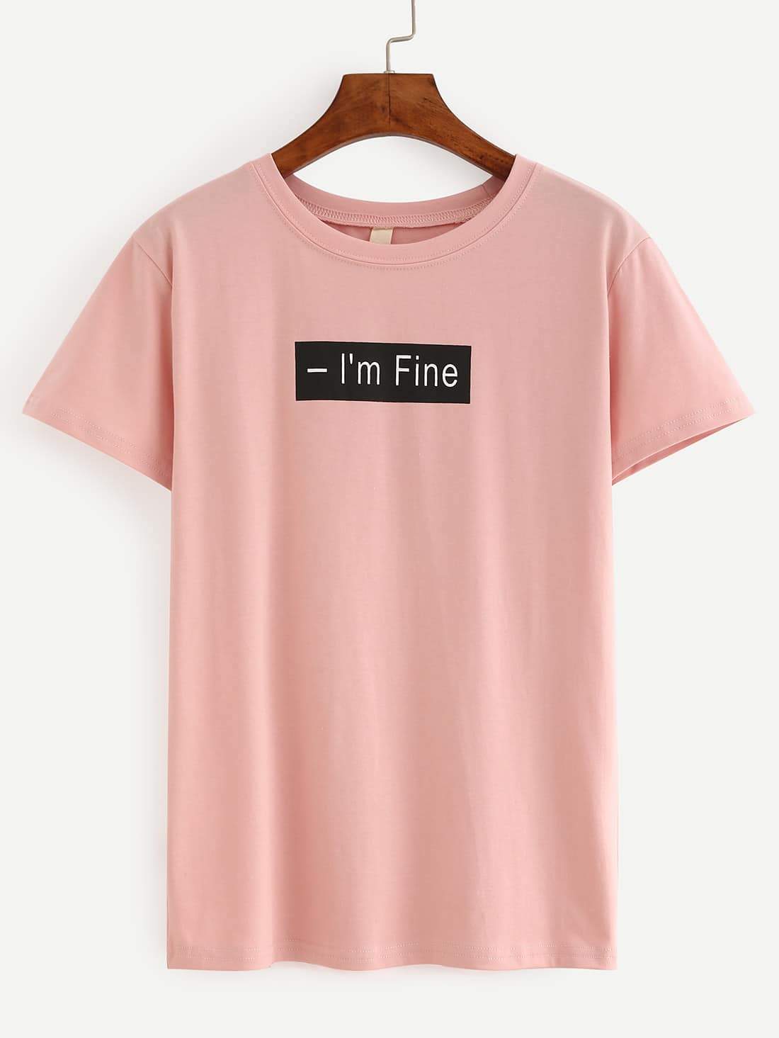 Letter Print Pink T-Shirt