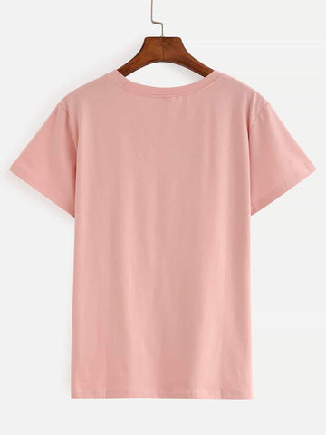Letter Print Pink T-Shirt