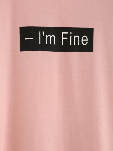 Letter Print Pink T-Shirt