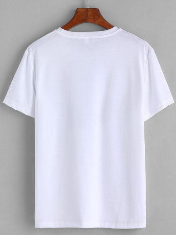 White Alien Print T-shirt