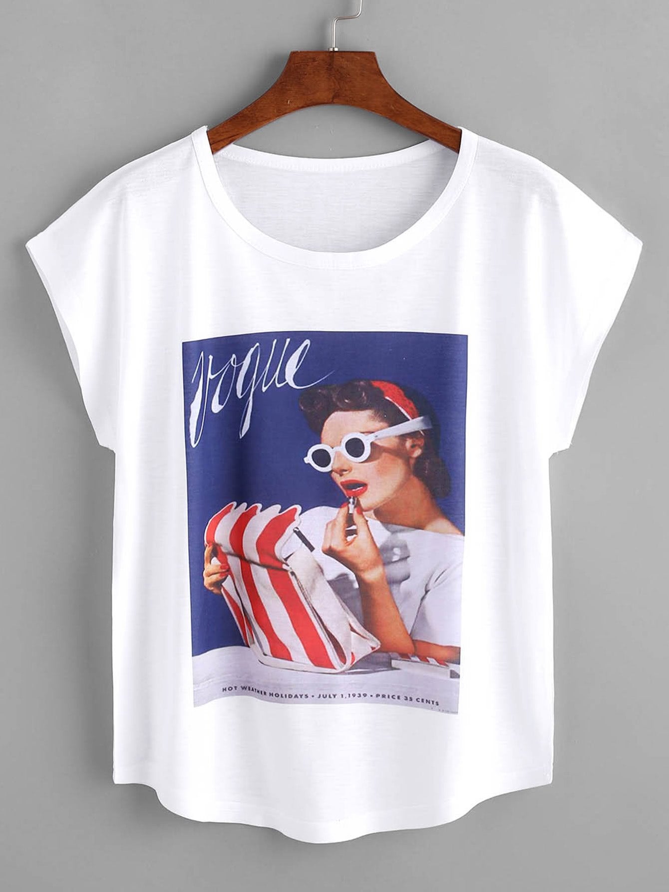 Graphic Print Dolman Sleeve Tee