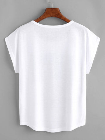 Graphic Print Dolman Sleeve Tee