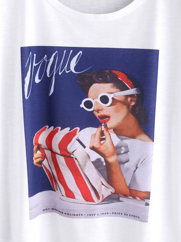 Graphic Print Dolman Sleeve Tee