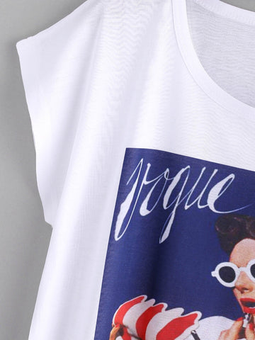 Graphic Print Dolman Sleeve Tee