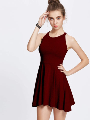 Halter Neck Skater Dress