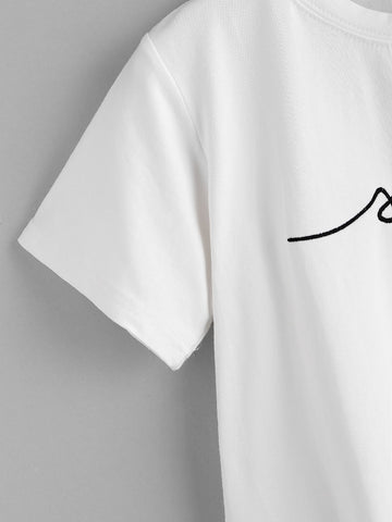 Letter Embroidered Tee