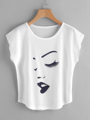 Figure Print Dolman Sleeve T-shirt
