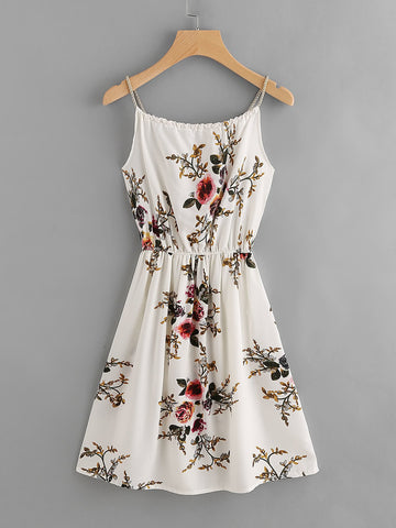 Floral Print Self Tie Cami Dress