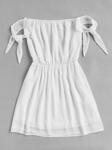 Bardot Self Tie Sleeve Elastic Waist Dress