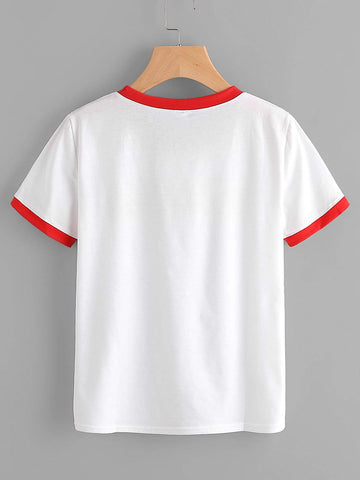 Slogan Graphic Ringer Tee