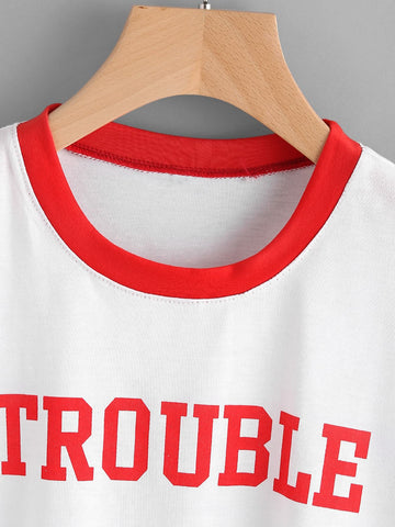 Slogan Graphic Ringer Tee