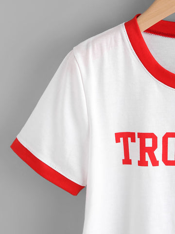 Slogan Graphic Ringer Tee