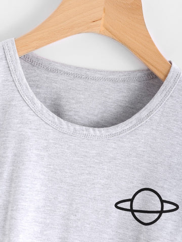 Planet Print Crop Tee