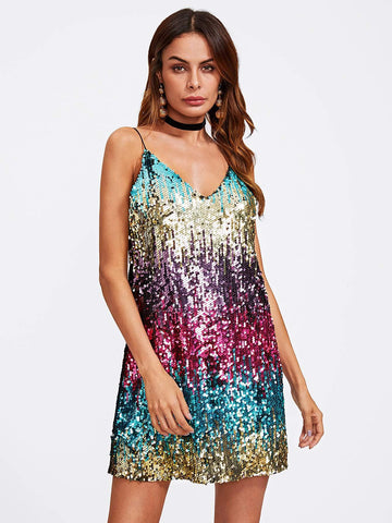 Ombre Sequin Cami Dress
