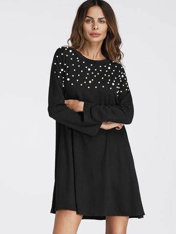 Pearl Beaded Detail Shift Dress