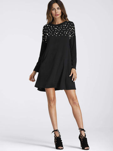 Pearl Beaded Detail Shift Dress