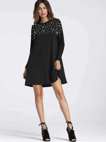 Pearl Beaded Detail Shift Dress