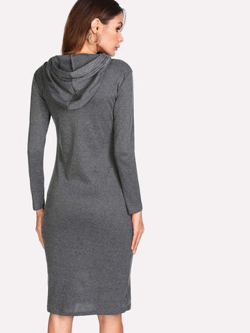 Marled Knit Hooded Jumper Dress