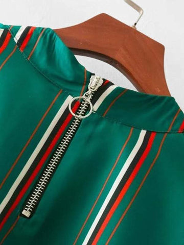 Drawstring Waist Striped Blouse