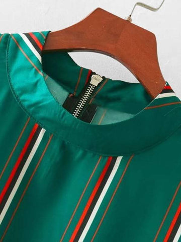 Drawstring Waist Striped Blouse