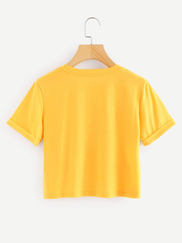 Letter Graphic Crop Tee
