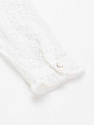 Frill Tie Neck Lace Top