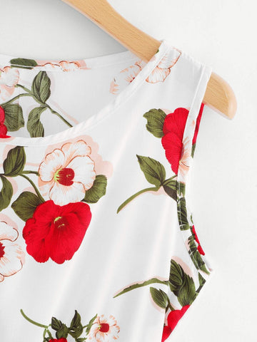 Shirred Waist Floral Midi Dress