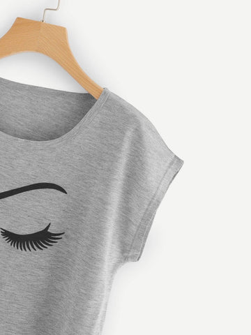 Figure Print Dolman Sleeve T-shirt