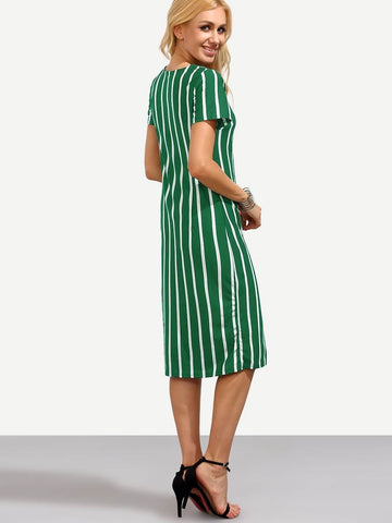 Vertical Striped Skinny Dress