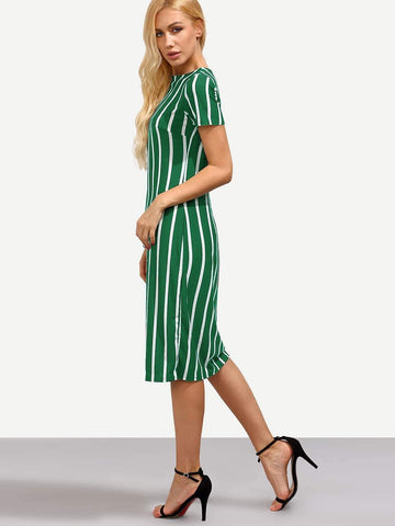 Vertical Striped Skinny Dress