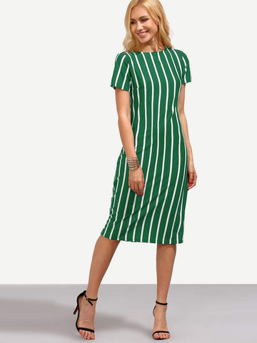 Vertical Striped Skinny Dress