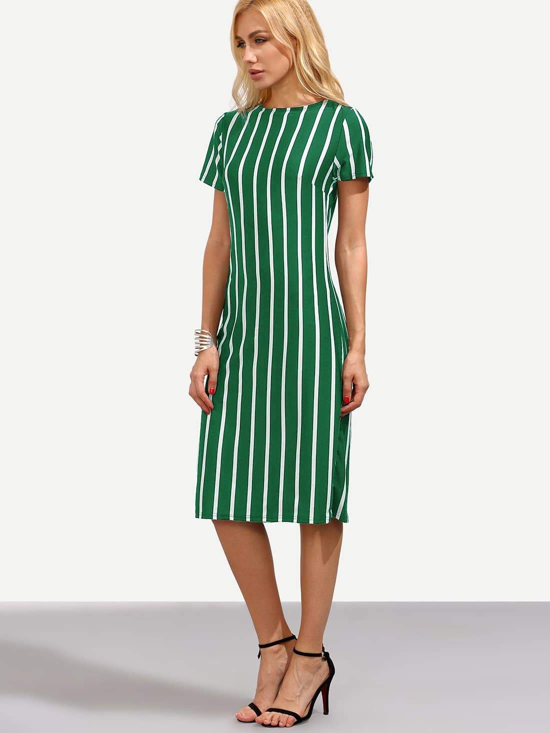 Vertical Striped Skinny Dress