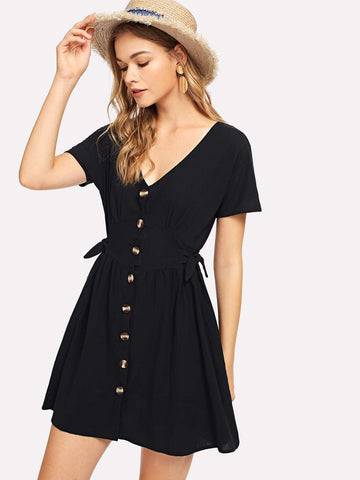 Knot Side Single Breasted Dress