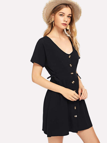 Knot Side Single Breasted Dress