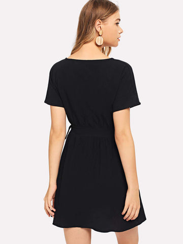 Knot Side Single Breasted Dress