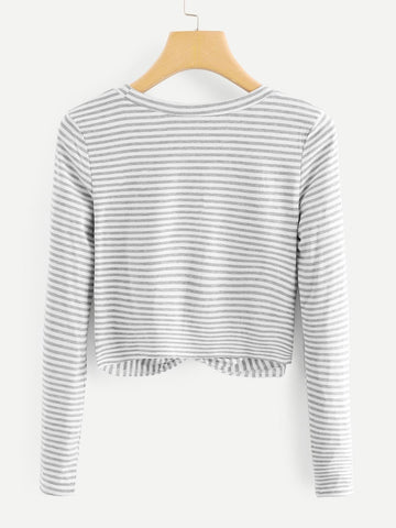 Twist Hem Striped Tee