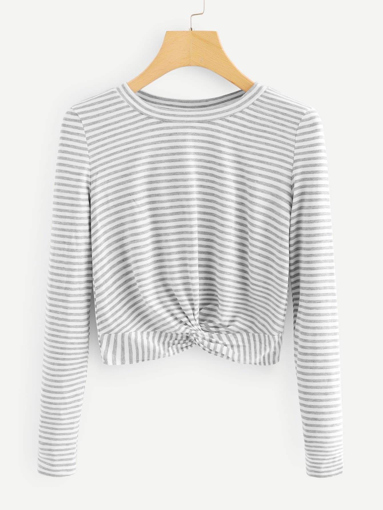 Twist Hem Striped Tee