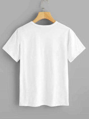Letter Print Round Neck Tee