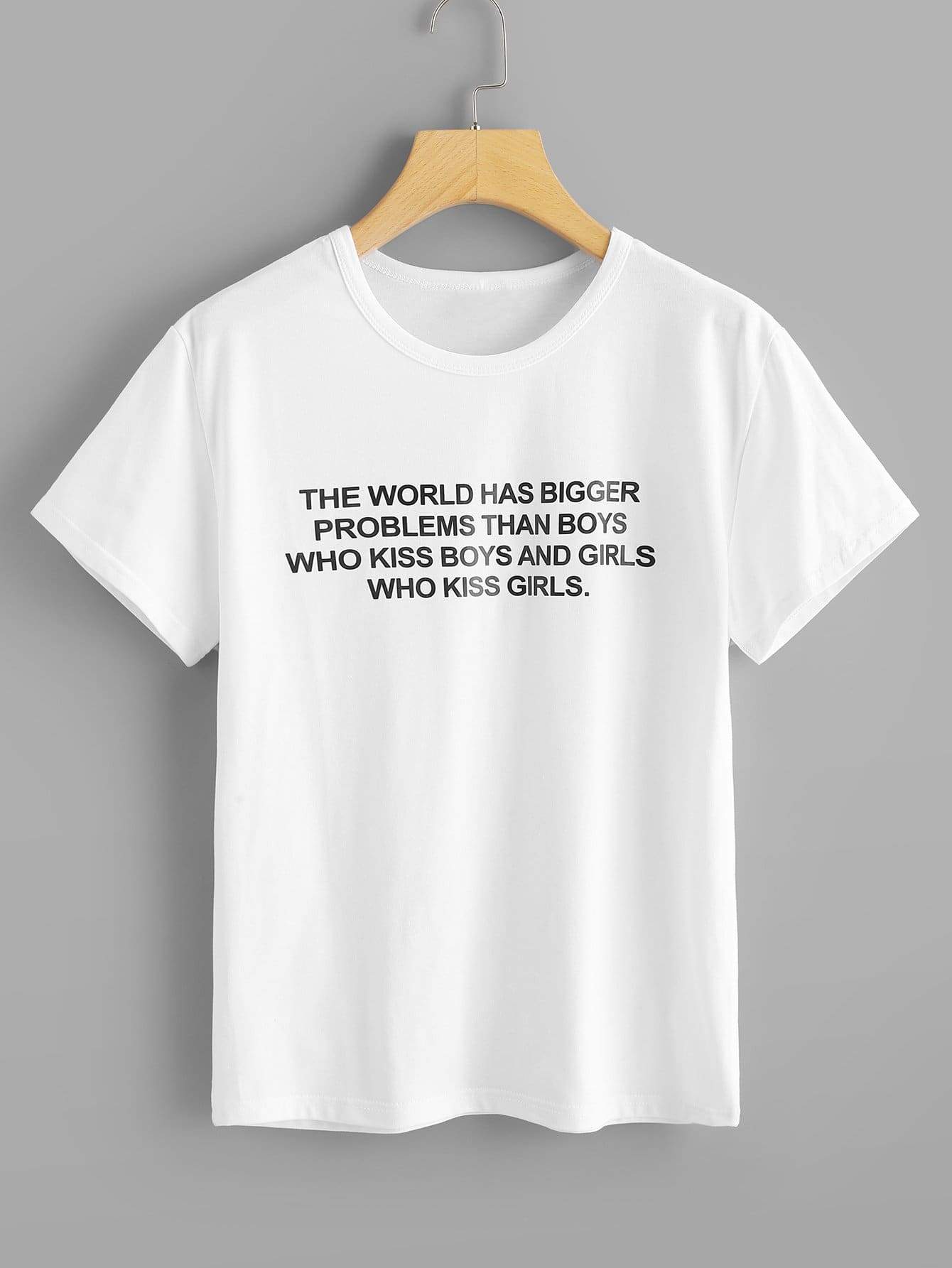 Letter Print Round Neck Tee