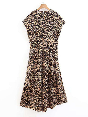 Leopard Print Ruffle Hem Dress