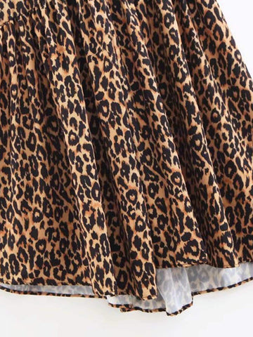 Leopard Print Ruffle Hem Dress