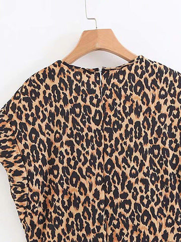 Leopard Print Ruffle Hem Dress