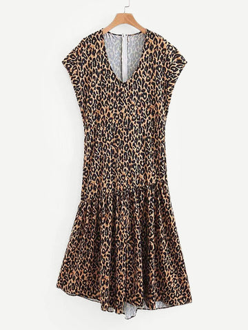 Leopard Print Ruffle Hem Dress