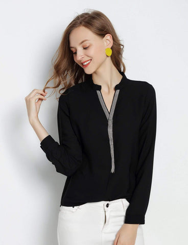 Fringe Embellished V-neck Top