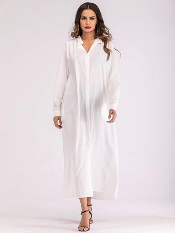 Button Through Maxi Shirt Dress