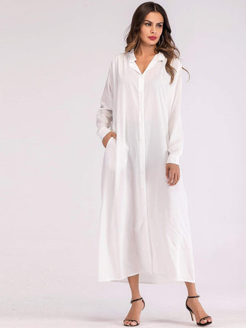 Button Through Maxi Shirt Dress