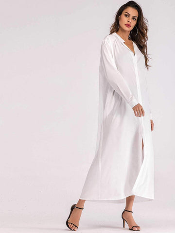 Button Through Maxi Shirt Dress