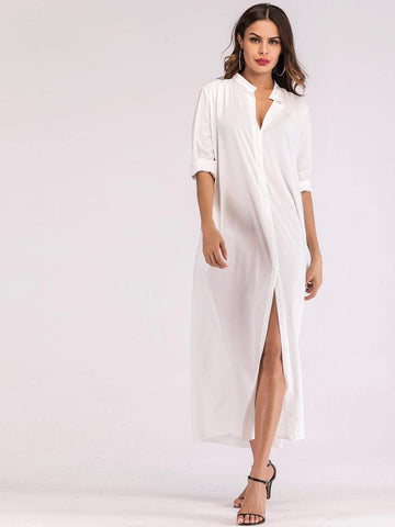 Button Through Maxi Shirt Dress