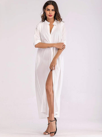 Button Through Maxi Shirt Dress