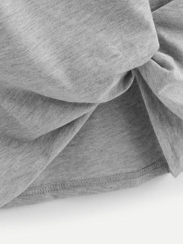 Twist Hem Colorblock Sleeve Tee